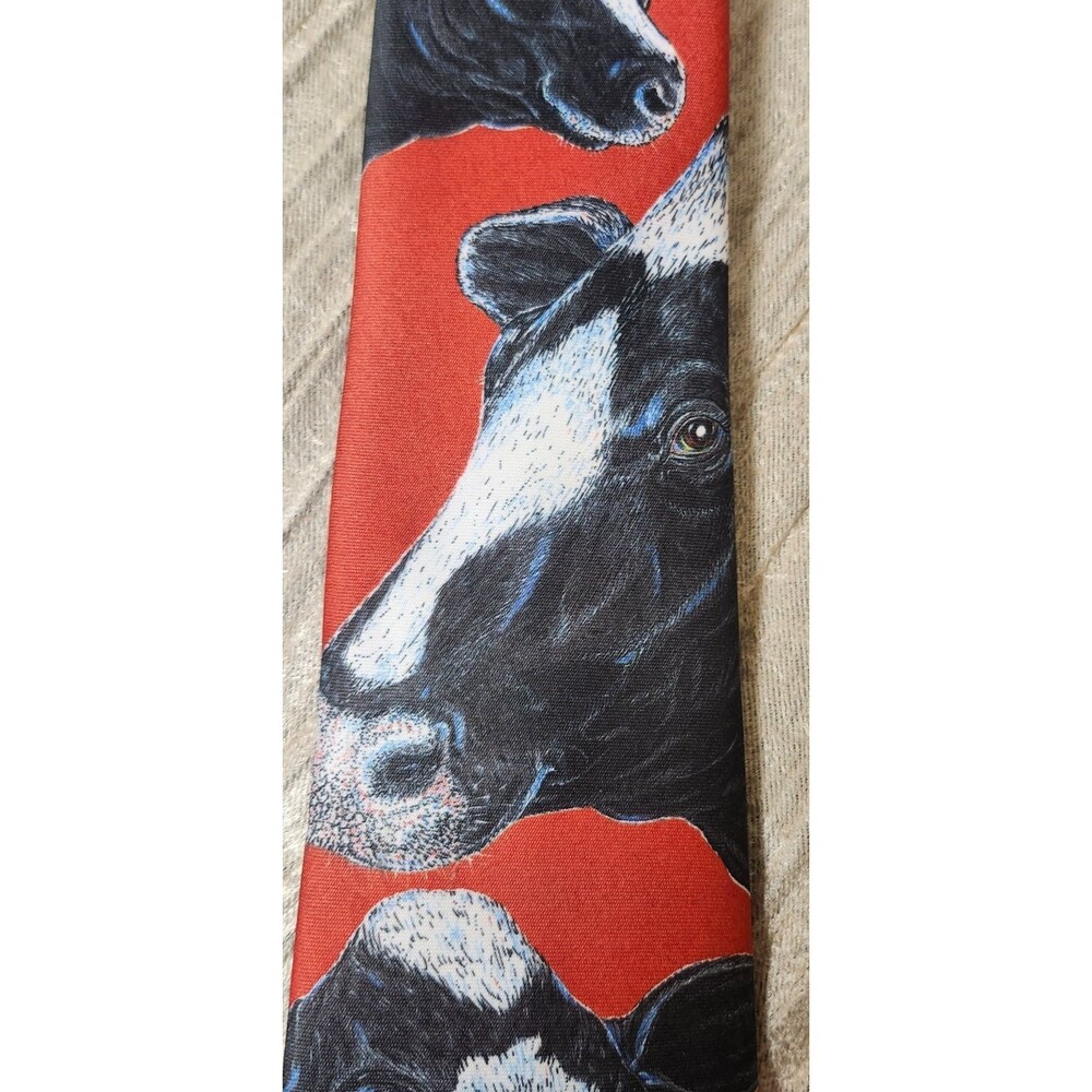 Ralph Marlin 1987 Holstein Dairy Cow Photo Tie Blaine Heilman Farmcore Novelty